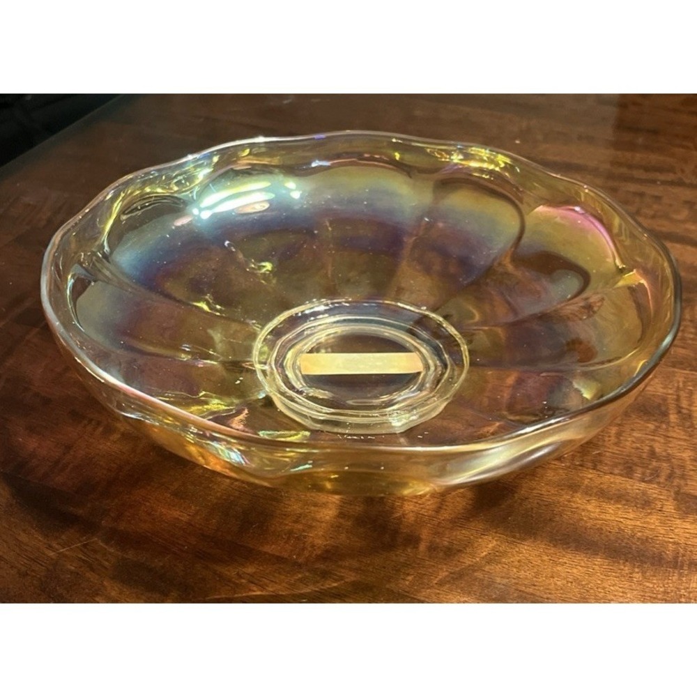 Vintage Antique Carnival Iridescent Glass Round Table Top Bowl‎